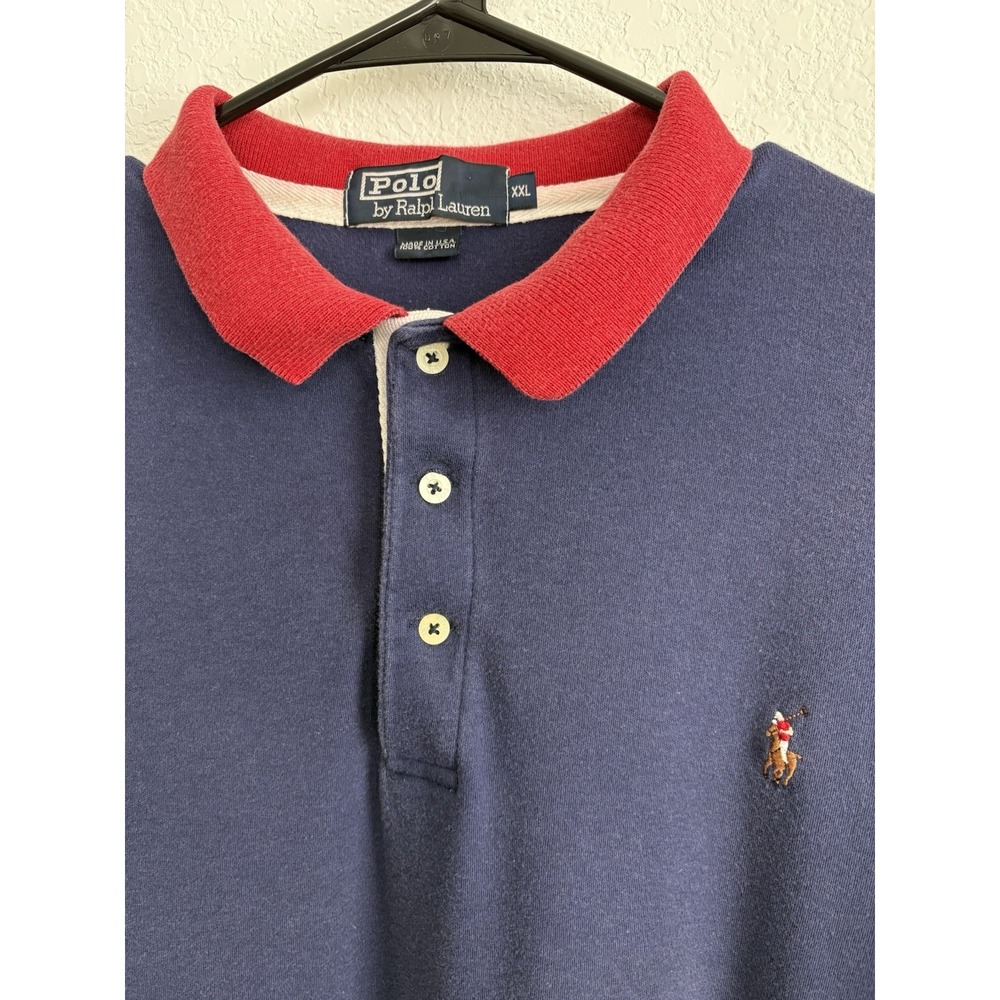Vintage Ralph Lauren Polo Shirt Mens Blue Size XXL 100% Cotton Made In USA